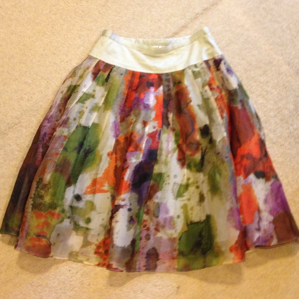 Anthropologie 100% silk multicolored skirt